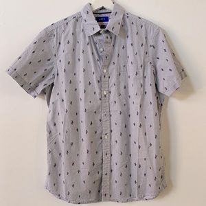 APT 9 - Houndstooth Button Down W/ Cactus Pattern